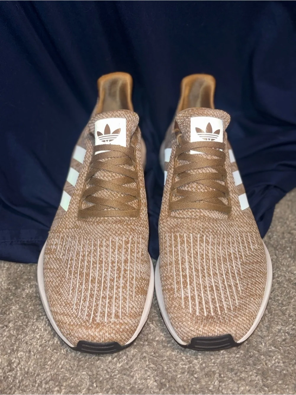 adidas Men's Knit Running Sneakers - Brown & White
